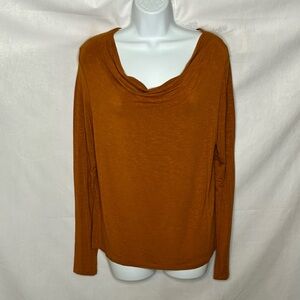 Dolan Rust Orange Cowl Neck Long Sleeve Top size Small